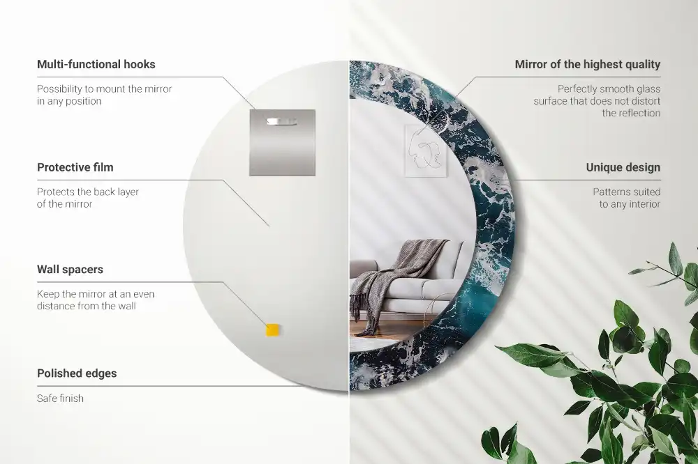 Okrúhle dekoračné zrkadlo na stenu Rozbúrené more