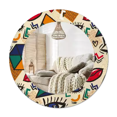 Okrúhle zrkadlo s potlačeným rámom Štýl pop-artu