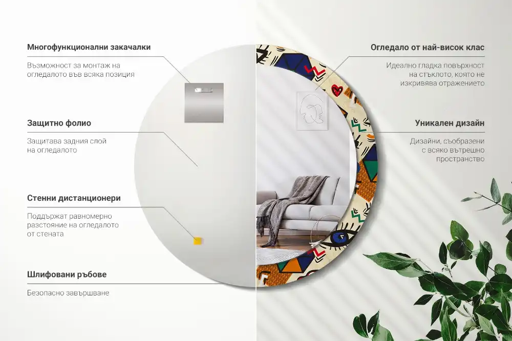 Okrúhle zrkadlo s potlačeným rámom Štýl pop-artu