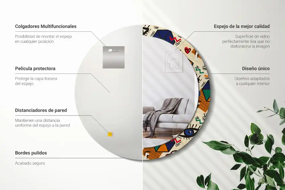 Okrúhle zrkadlo s potlačeným rámom Štýl pop-artu