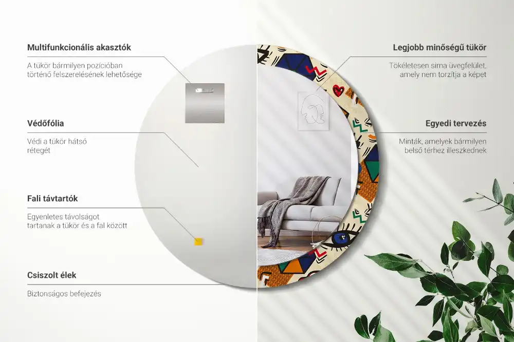 Okrúhle zrkadlo s potlačeným rámom Štýl pop-artu