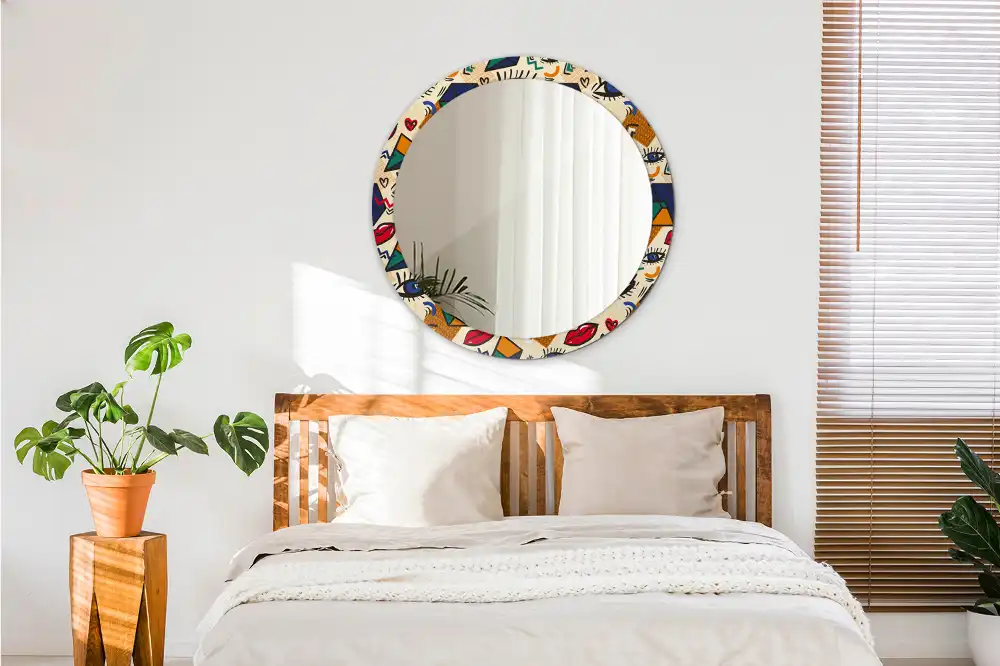 Okrúhle zrkadlo s potlačeným rámom Štýl pop-artu