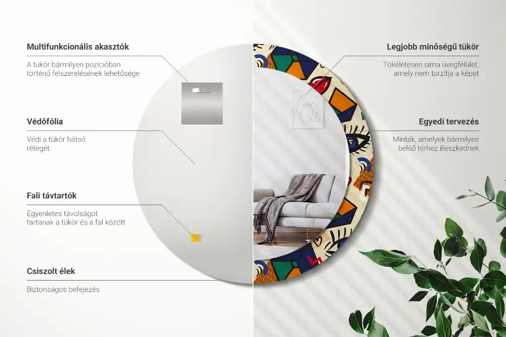 Okrúhle zrkadlo s potlačeným rámom Štýl pop-artu