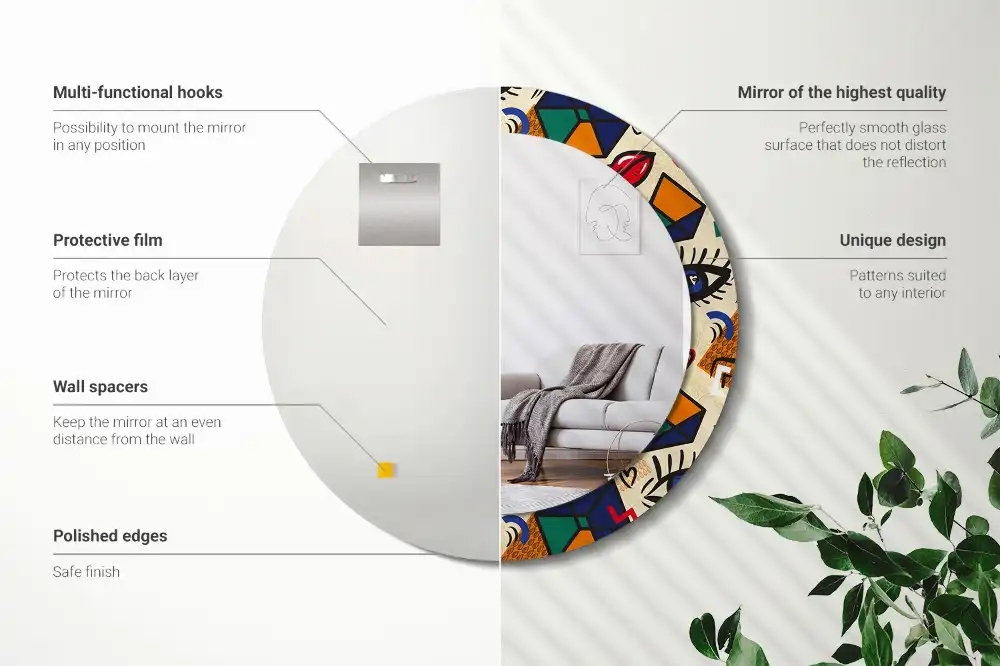 Okrúhle zrkadlo s potlačeným rámom Štýl pop-artu