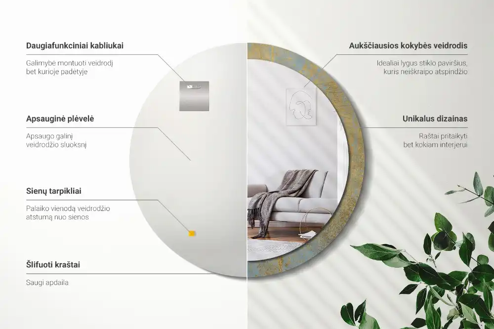 Okrúhle dekoračné zrkadlo na stenu Loftový vzor