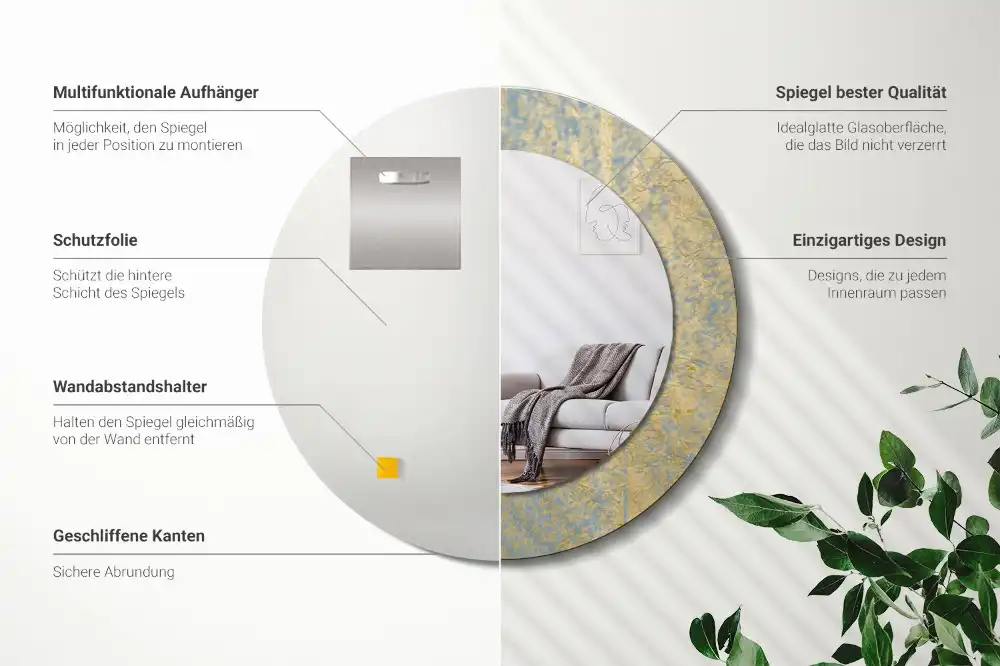 Okrúhle dekoračné zrkadlo na stenu Loftový vzor