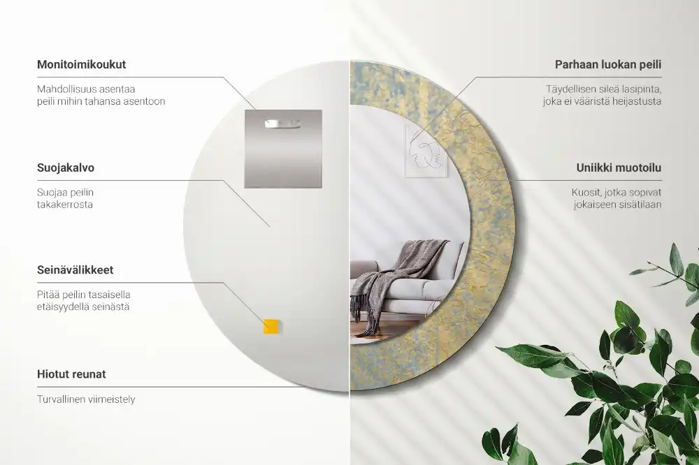 Okrúhle dekoračné zrkadlo na stenu Loftový vzor