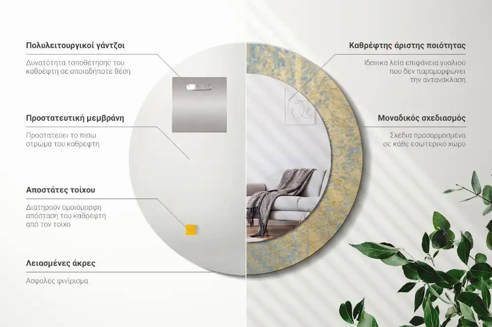 Okrúhle dekoračné zrkadlo na stenu Loftový vzor