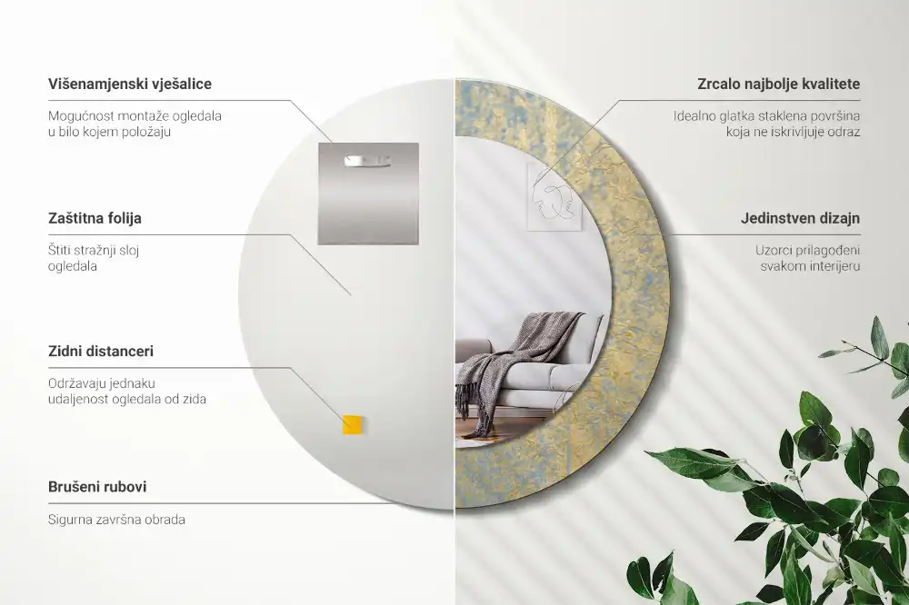 Okrúhle dekoračné zrkadlo na stenu Loftový vzor