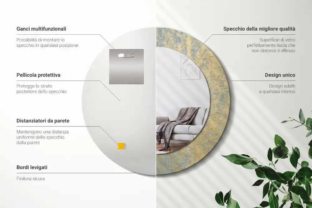 Okrúhle dekoračné zrkadlo na stenu Loftový vzor