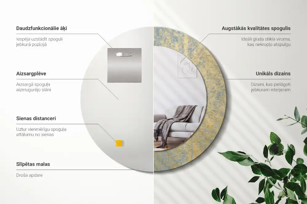 Okrúhle dekoračné zrkadlo na stenu Loftový vzor