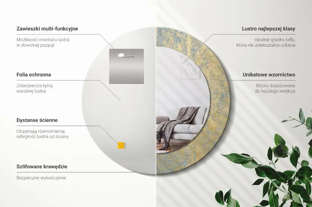 Okrúhle dekoračné zrkadlo na stenu Loftový vzor