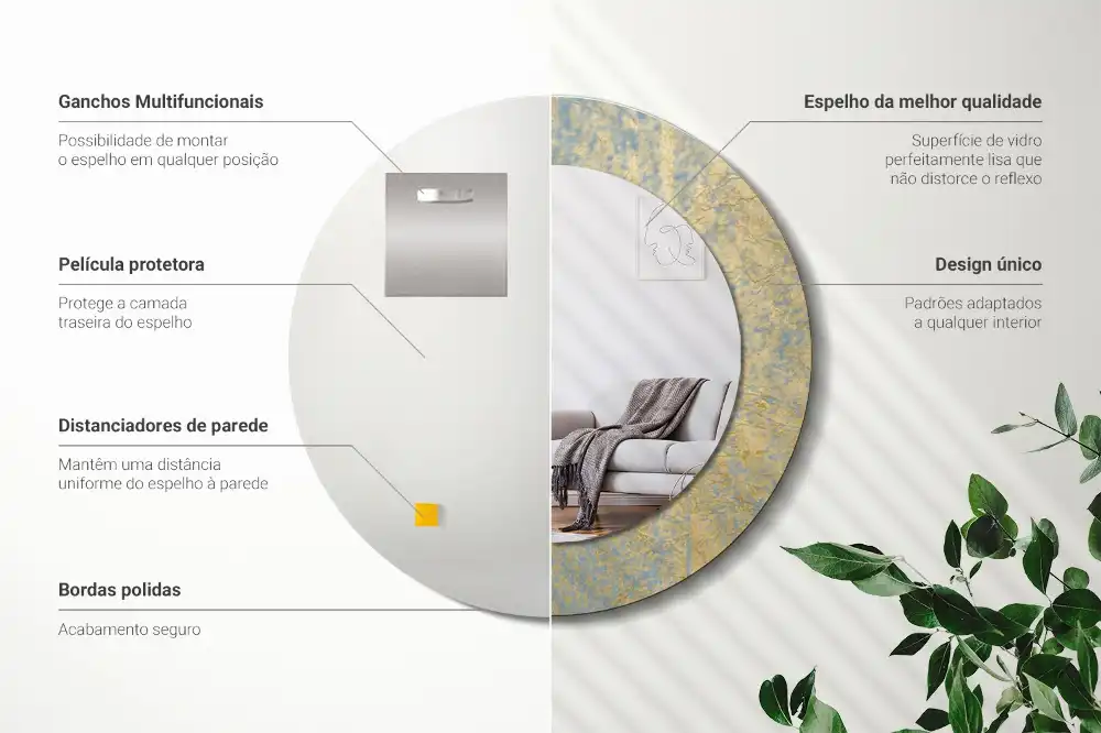 Okrúhle dekoračné zrkadlo na stenu Loftový vzor