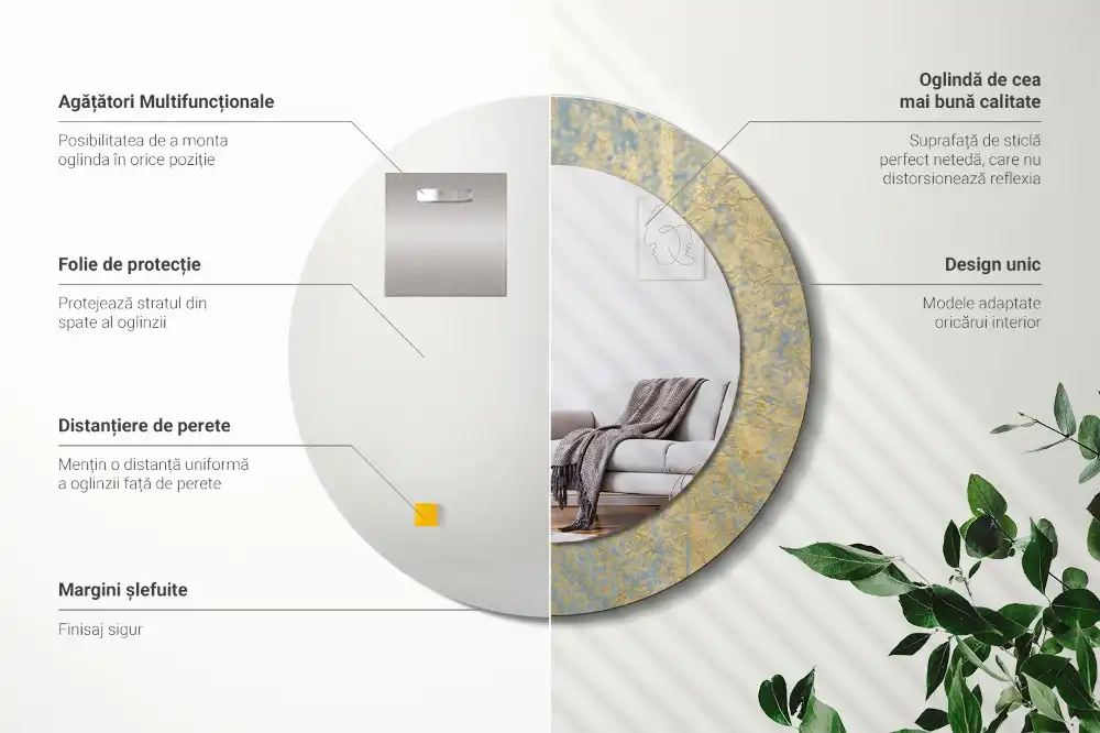 Okrúhle dekoračné zrkadlo na stenu Loftový vzor