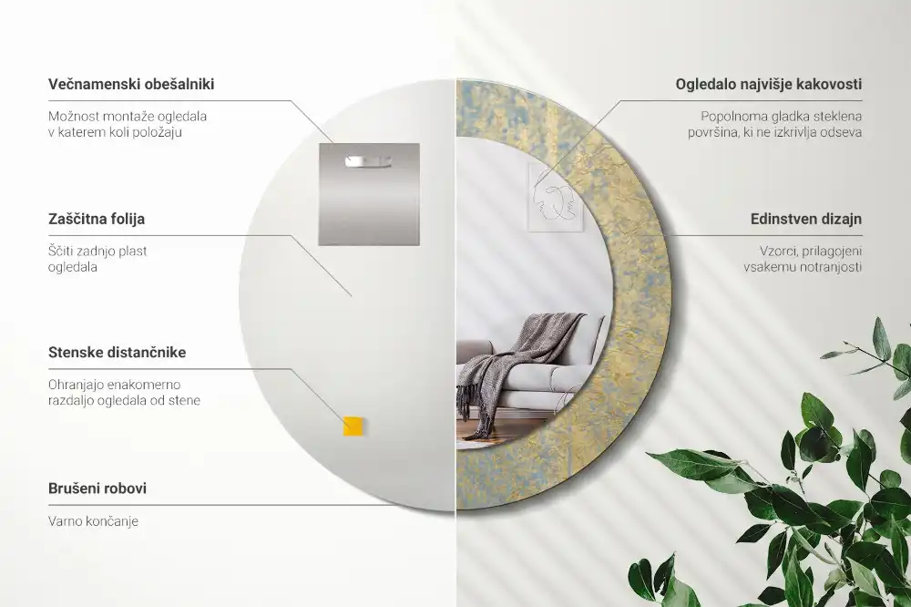 Okrúhle dekoračné zrkadlo na stenu Loftový vzor