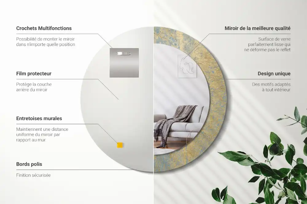 Okrúhle dekoračné zrkadlo na stenu Loftový vzor