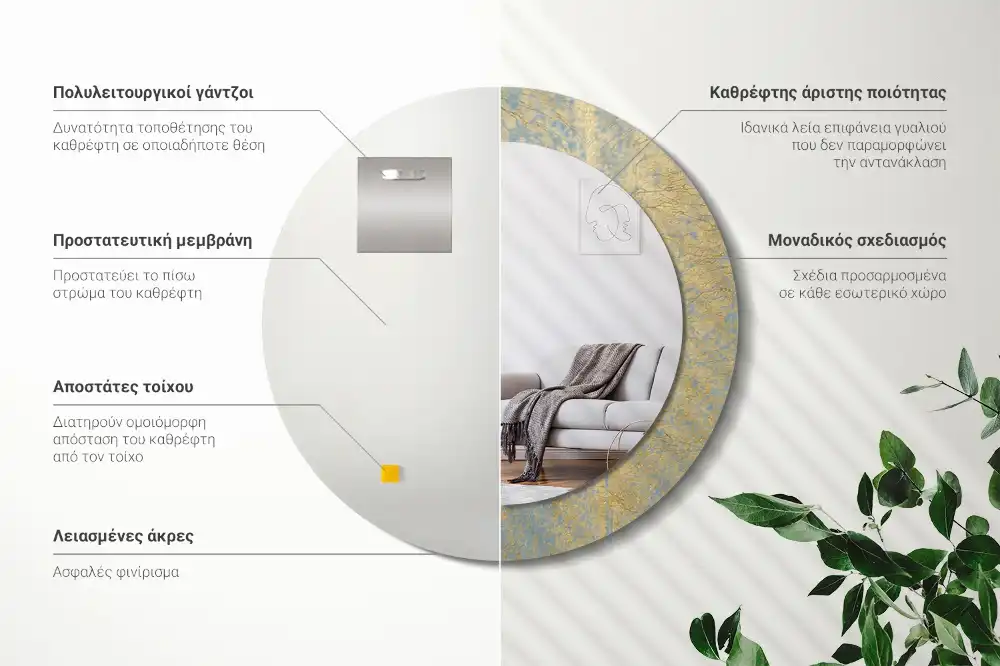 Okrúhle dekoračné zrkadlo na stenu Loftový vzor