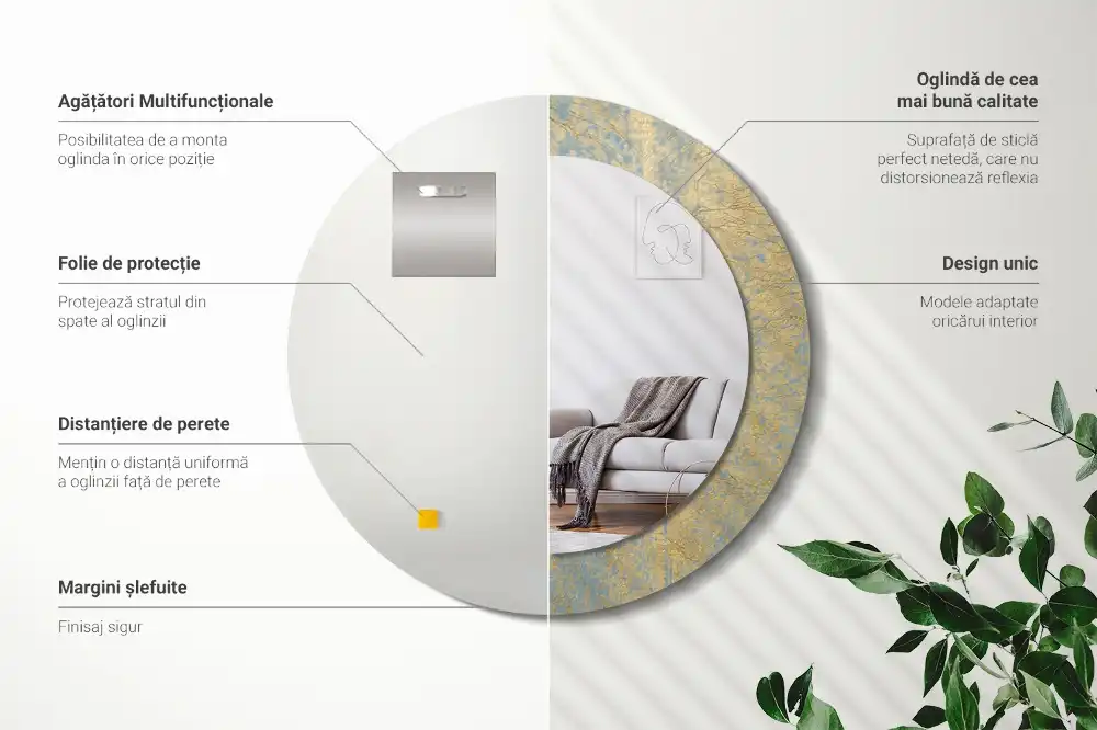 Okrúhle dekoračné zrkadlo na stenu Loftový vzor