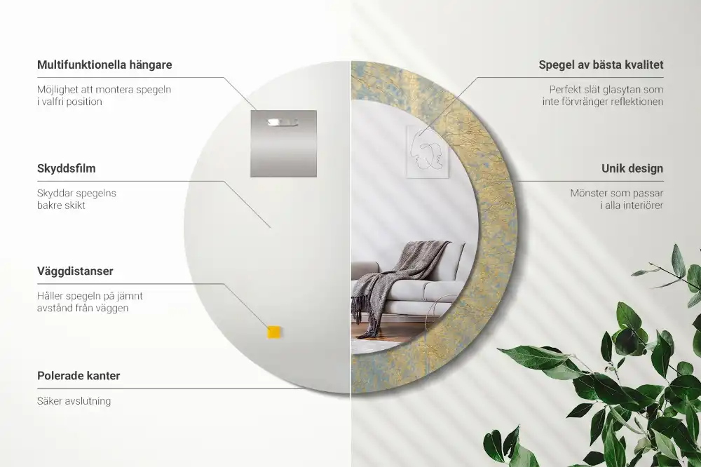 Okrúhle dekoračné zrkadlo na stenu Loftový vzor