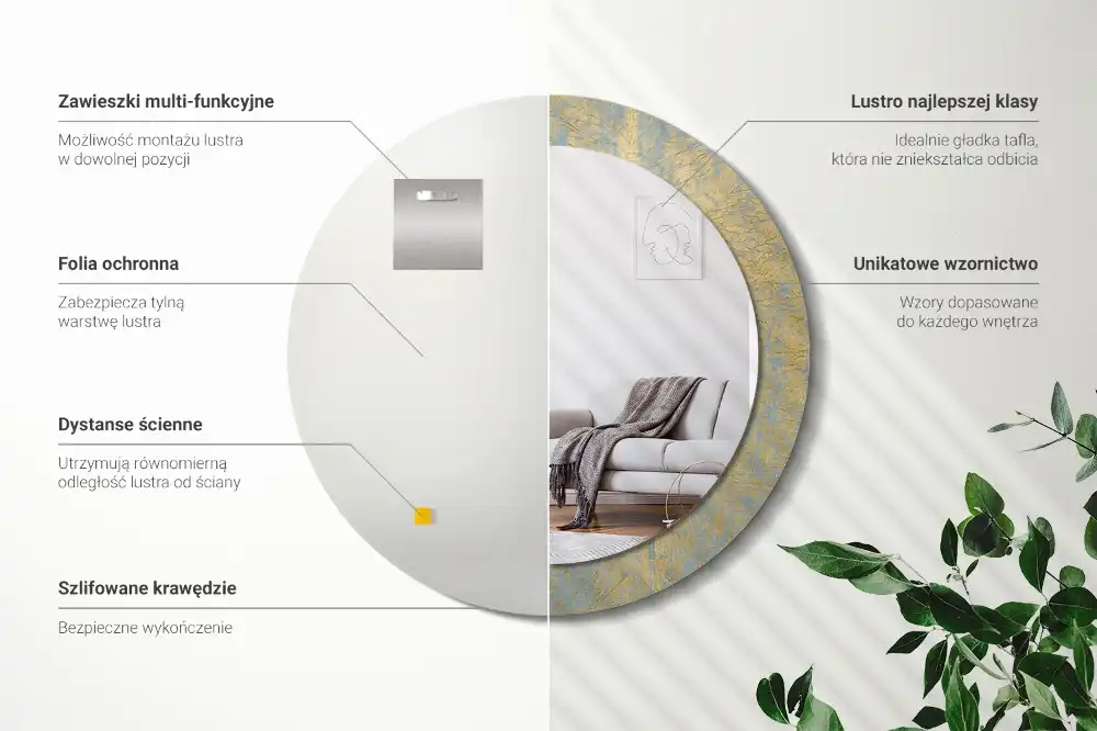 Okrúhle dekoračné zrkadlo na stenu Loftový vzor