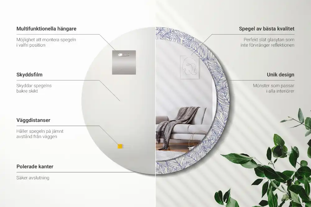 Okrúhle dekoračné zrkadlo na stenu Obrys tropickej palmy