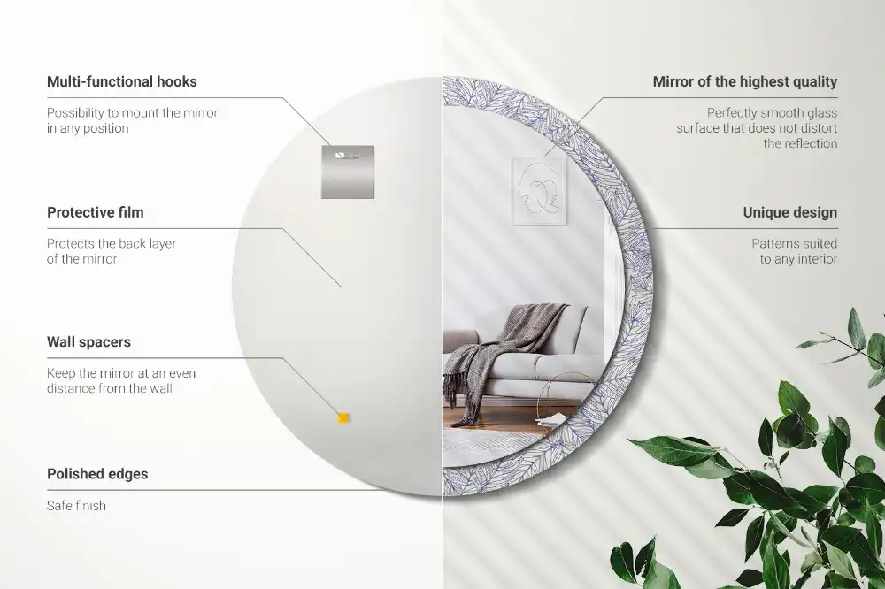 Okrúhle dekoračné zrkadlo na stenu Obrys tropickej palmy