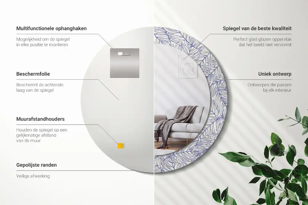 Okrúhle dekoračné zrkadlo na stenu Obrys tropickej palmy