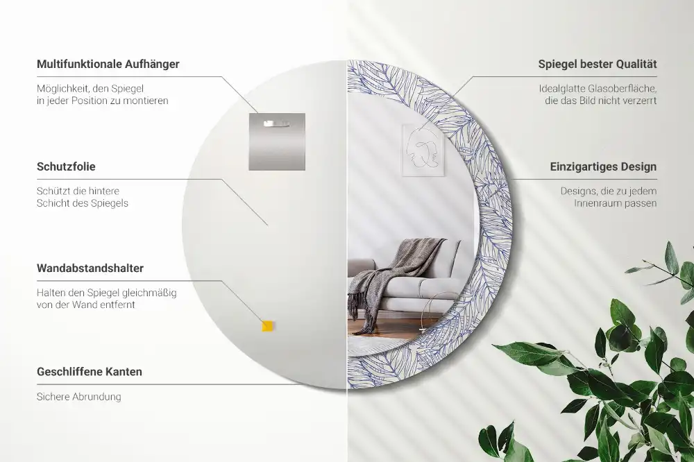 Okrúhle dekoračné zrkadlo na stenu Obrys tropickej palmy