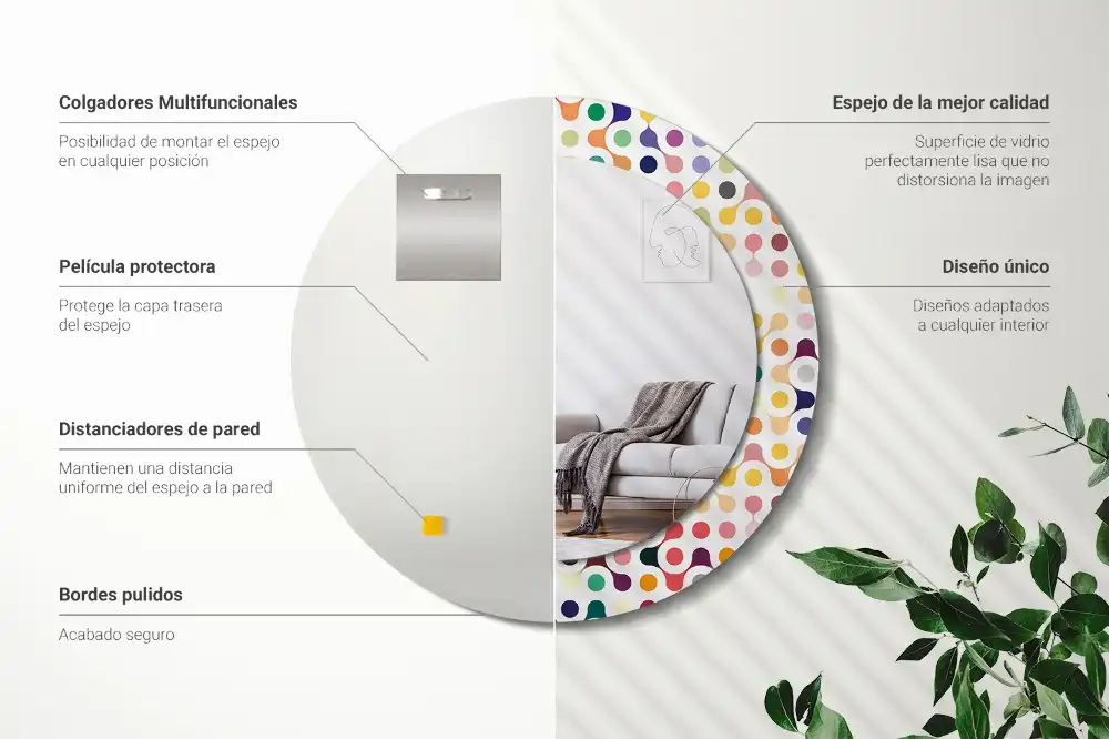 Okrúhle zrkadlo rám s potlačou Bodky pop artu