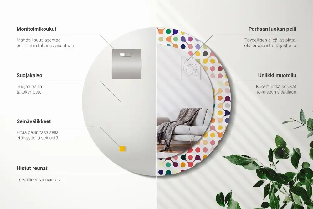 Okrúhle zrkadlo rám s potlačou Bodky pop artu