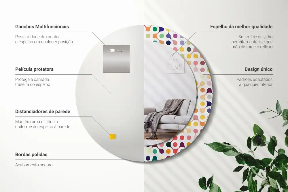 Okrúhle zrkadlo rám s potlačou Bodky pop artu