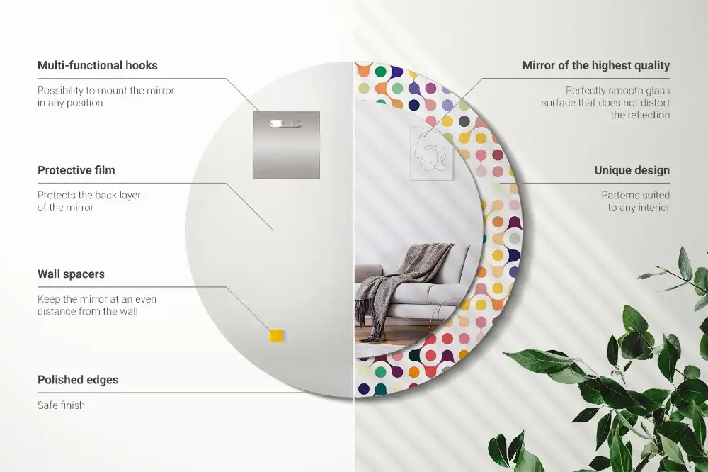 Okrúhle zrkadlo rám s potlačou Bodky pop artu