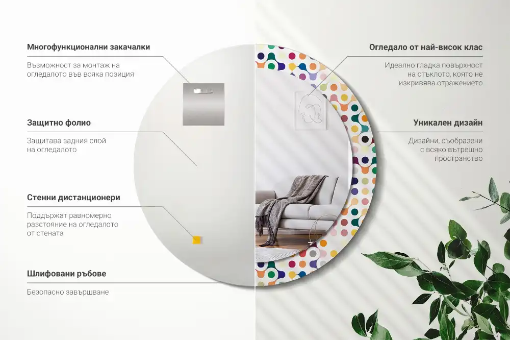 Okrúhle zrkadlo rám s potlačou Bodky pop artu