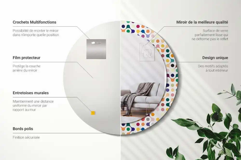 Okrúhle zrkadlo rám s potlačou Bodky pop artu