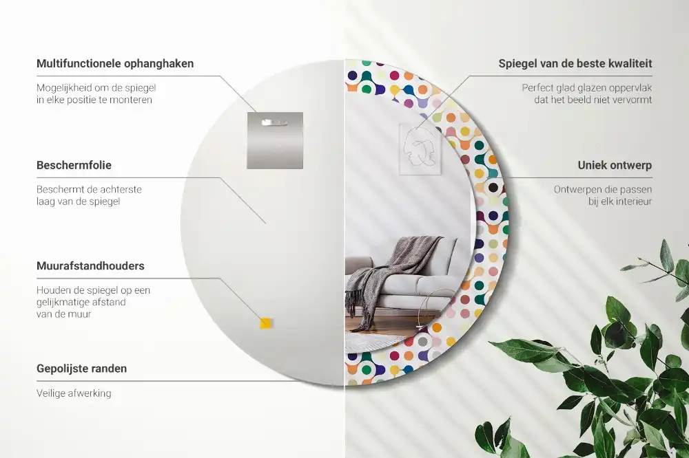 Okrúhle zrkadlo rám s potlačou Bodky pop artu