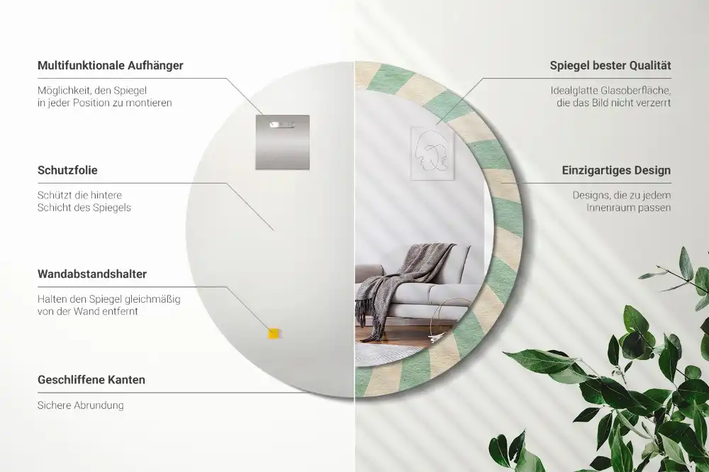 Okrúhle dekoračné zrkadlo na stenu Retro pastelový vzor