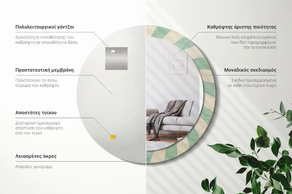 Okrúhle dekoračné zrkadlo na stenu Retro pastelový vzor