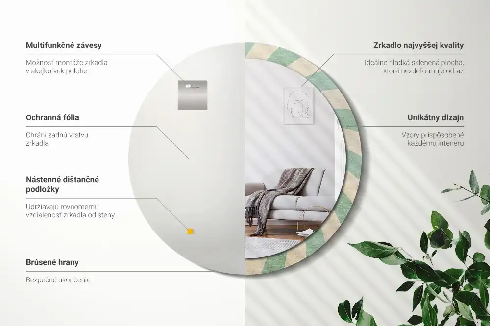 Okrúhle dekoračné zrkadlo na stenu Retro pastelový vzor