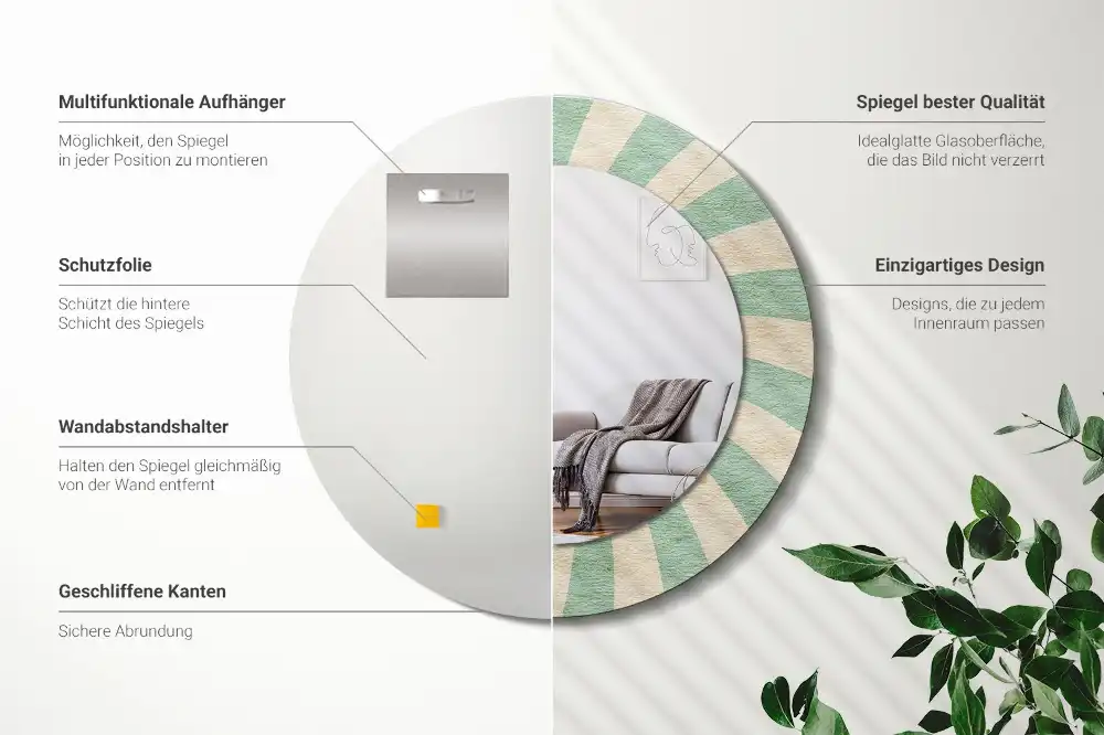 Okrúhle dekoračné zrkadlo na stenu Retro pastelový vzor