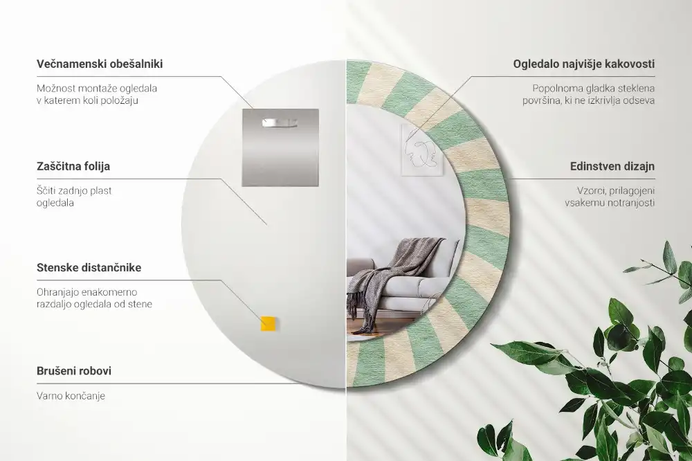 Okrúhle dekoračné zrkadlo na stenu Retro pastelový vzor