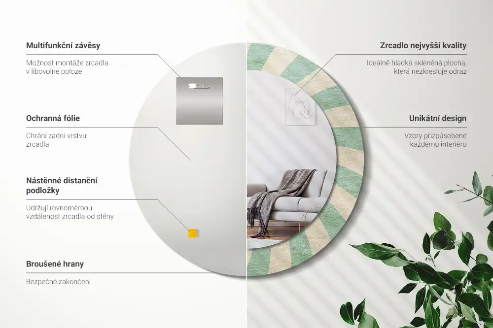 Okrúhle dekoračné zrkadlo na stenu Retro pastelový vzor