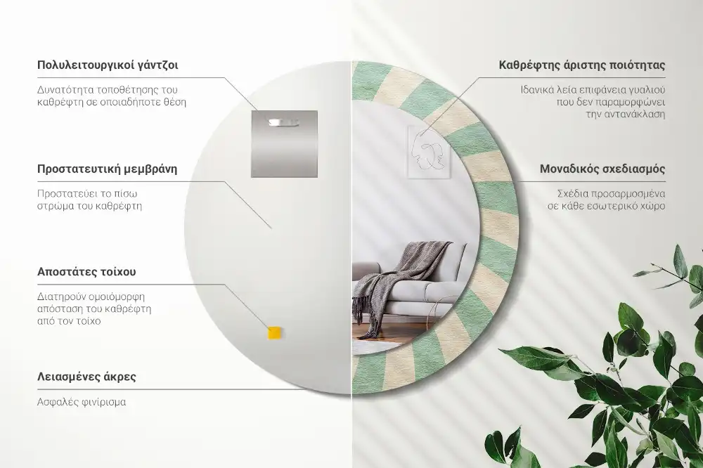 Okrúhle dekoračné zrkadlo na stenu Retro pastelový vzor