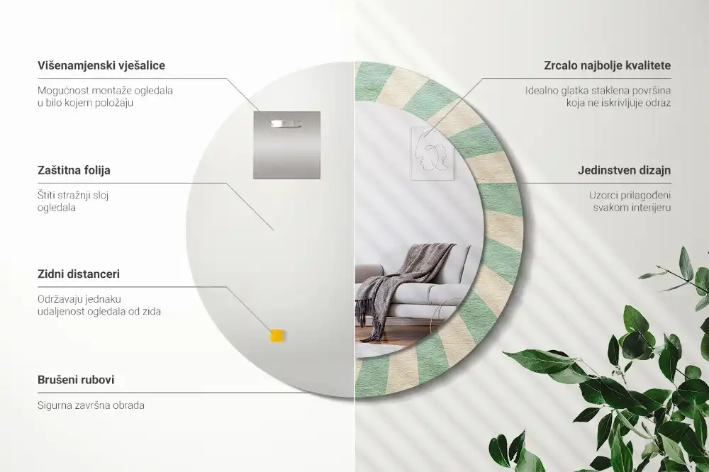 Okrúhle dekoračné zrkadlo na stenu Retro pastelový vzor