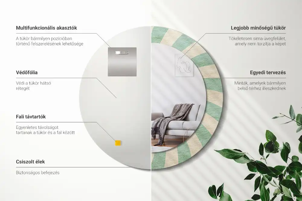 Okrúhle dekoračné zrkadlo na stenu Retro pastelový vzor