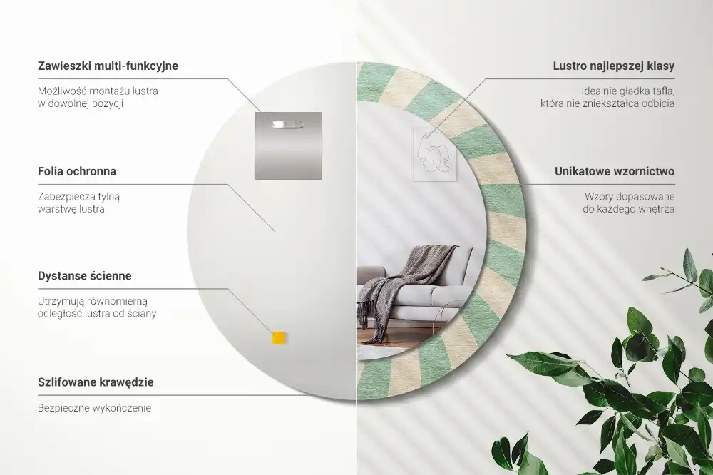 Okrúhle dekoračné zrkadlo na stenu Retro pastelový vzor