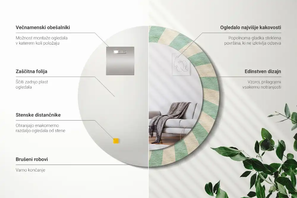 Okrúhle dekoračné zrkadlo na stenu Retro pastelový vzor