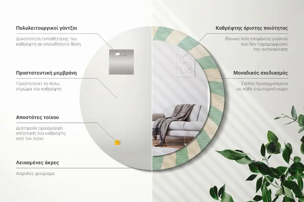 Okrúhle dekoračné zrkadlo na stenu Retro pastelový vzor