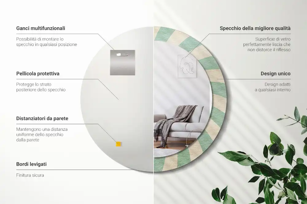 Okrúhle dekoračné zrkadlo na stenu Retro pastelový vzor