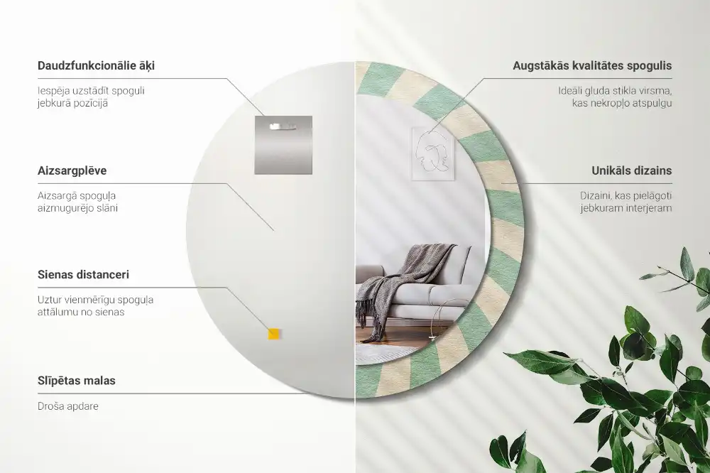 Okrúhle dekoračné zrkadlo na stenu Retro pastelový vzor