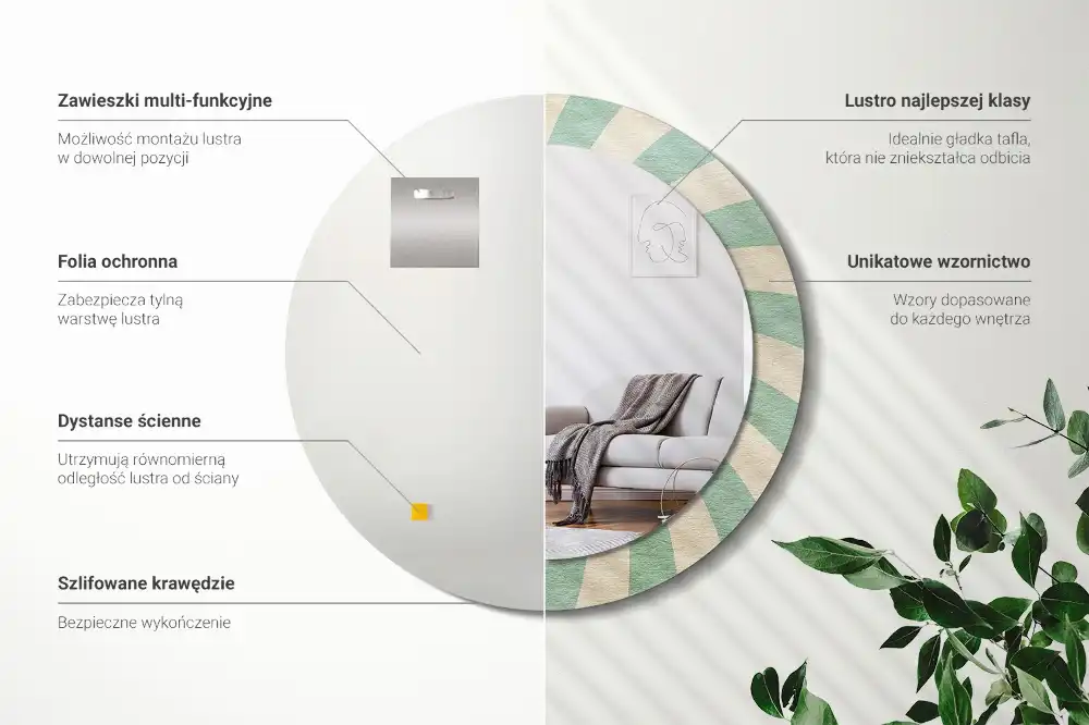 Okrúhle dekoračné zrkadlo na stenu Retro pastelový vzor